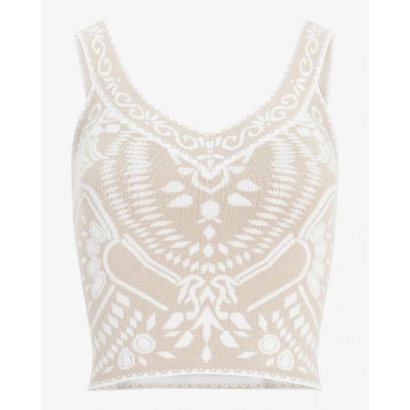 Express Patterned Jacquard V-neck Sweater Tank XL - Picture 5 of 5